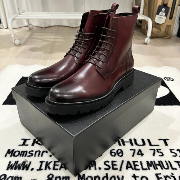 Zanzara Kumari Platform Lace Up Leather Boots - Wine Colorway - Picture 1 of 6